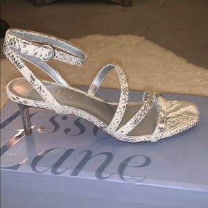 Essex Lane NIB Animal Lizard Print Leather Madalie Sandal Heels Strappy Women 7M